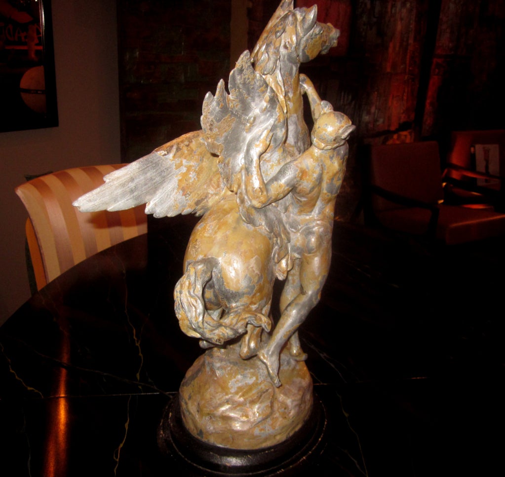 Perseus and Pegasus Lamp by Emile-Louis Picault For Sale 1