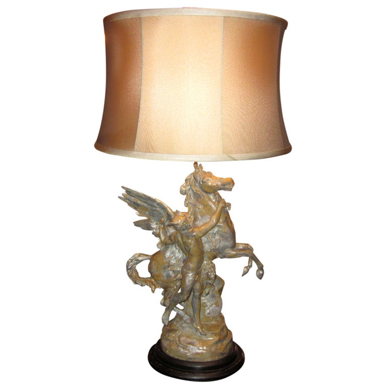 Perseus and Pegasus Lamp by Emile-Louis Picault For Sale