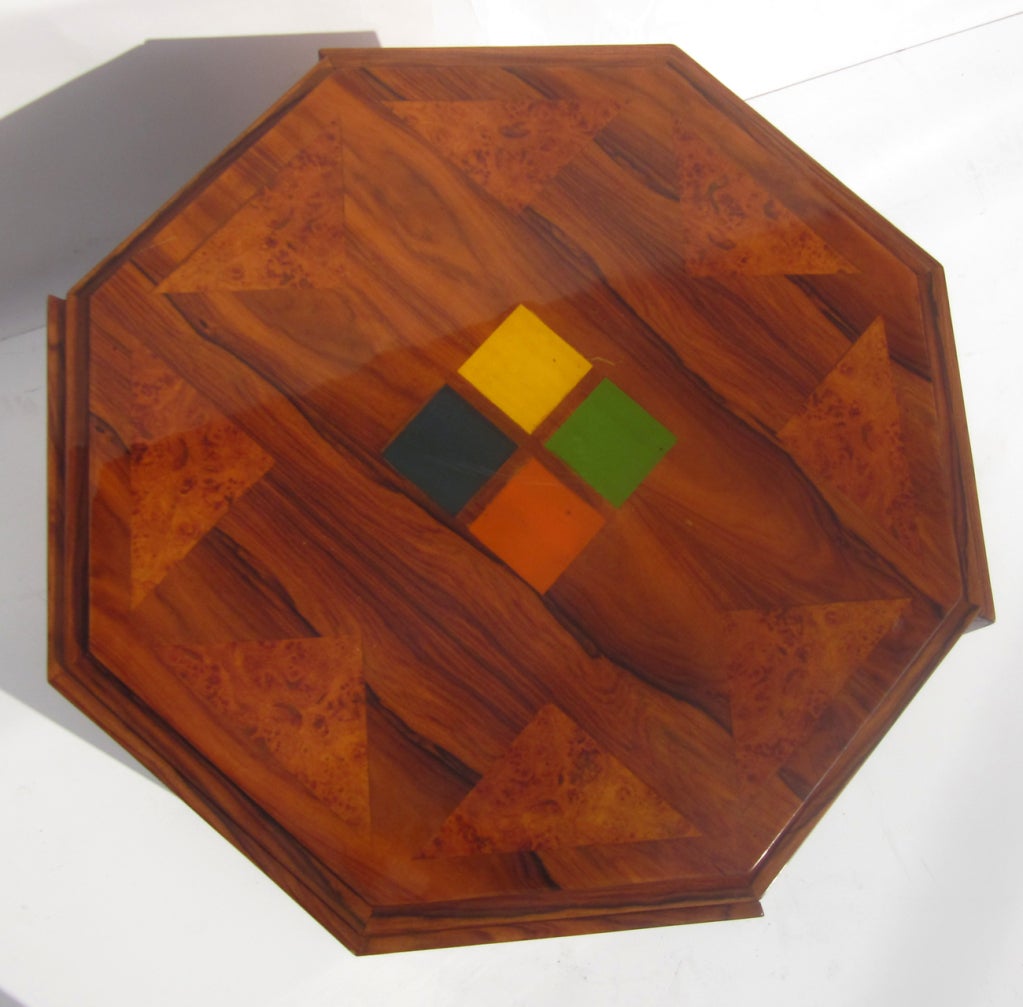Lacquered Art Deco Walnut Occasional Table For Sale