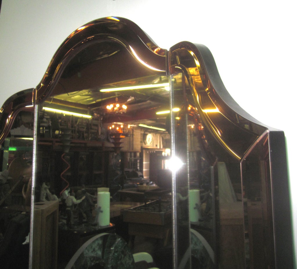 Glamorous Two Toned Mirrored Vanity Powder Room Suite at 1stDibs