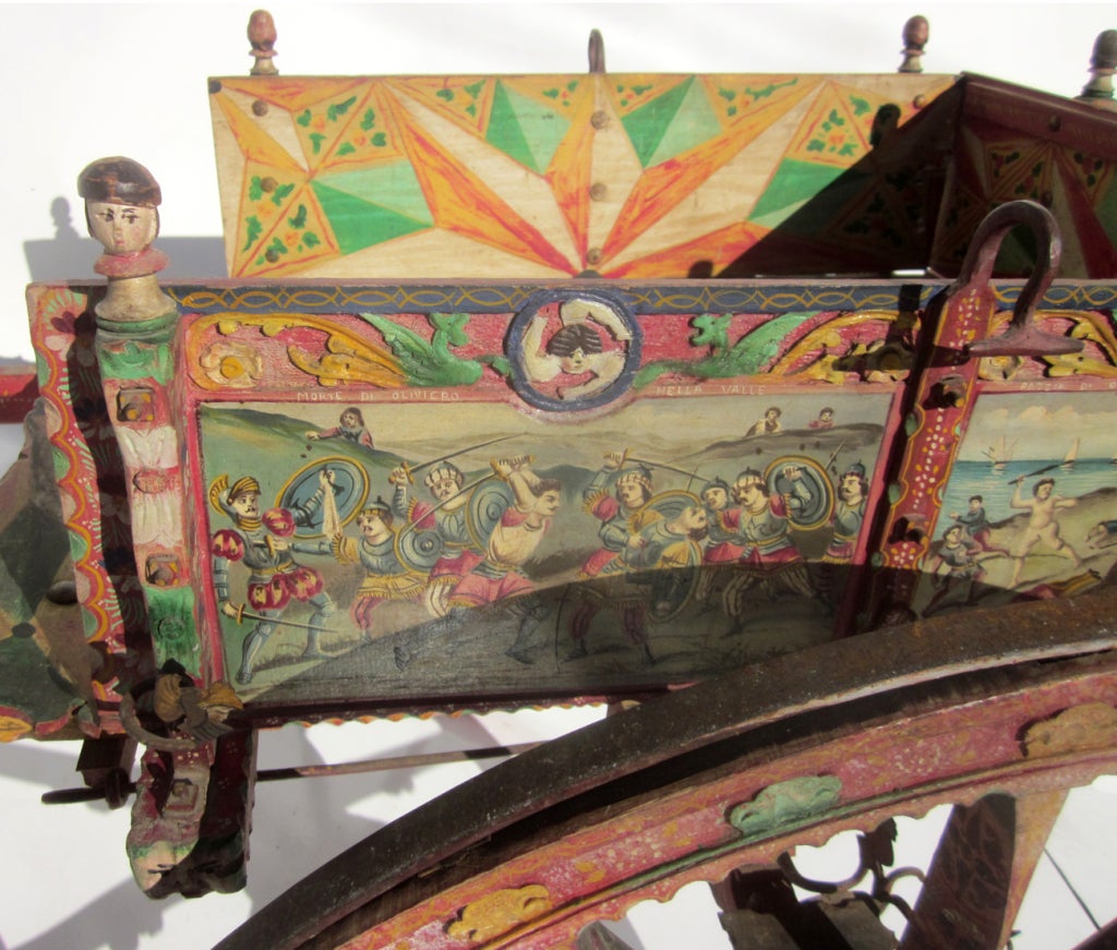 Italian Historic Painted Sicilian Donkey Parade Cart