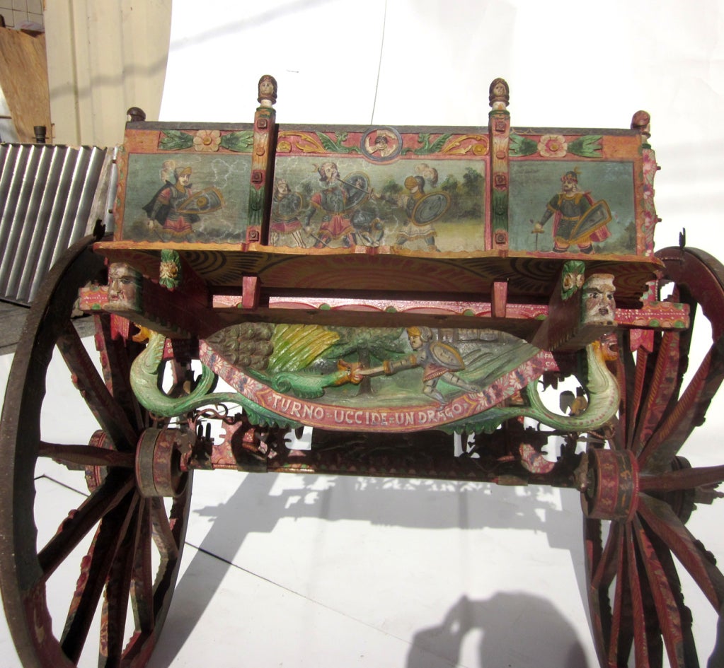 Iron Historic Painted Sicilian Donkey Parade Cart