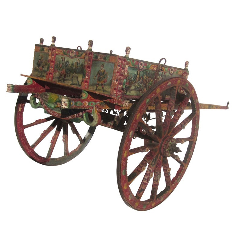 Historic Painted Sicilian Donkey Parade Cart