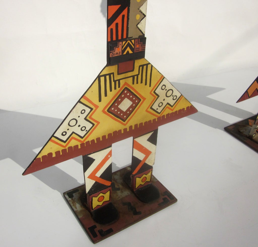 Large Scale Painted Iron Kachinas by Diaz In Fair Condition In North Hollywood, CA