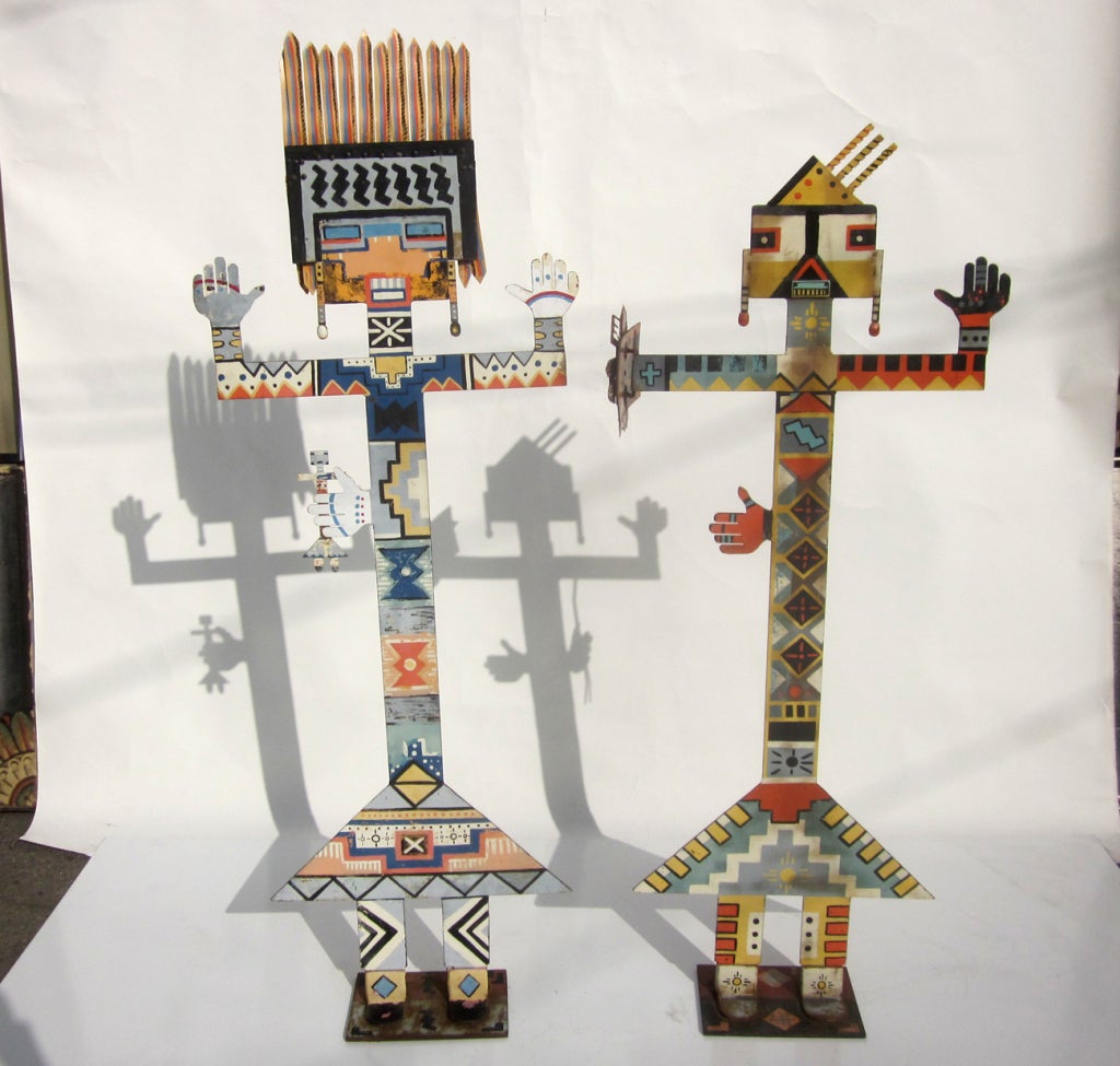 Large Scale Painted Iron Kachinas by Diaz 2