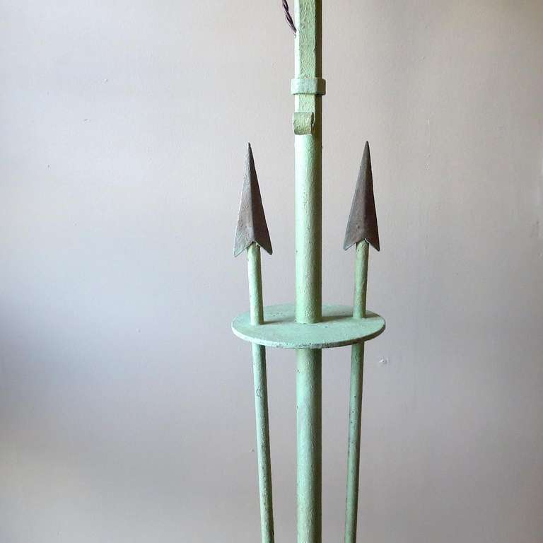 Painted Iron Floor Lamps with Fortuny Shades 2