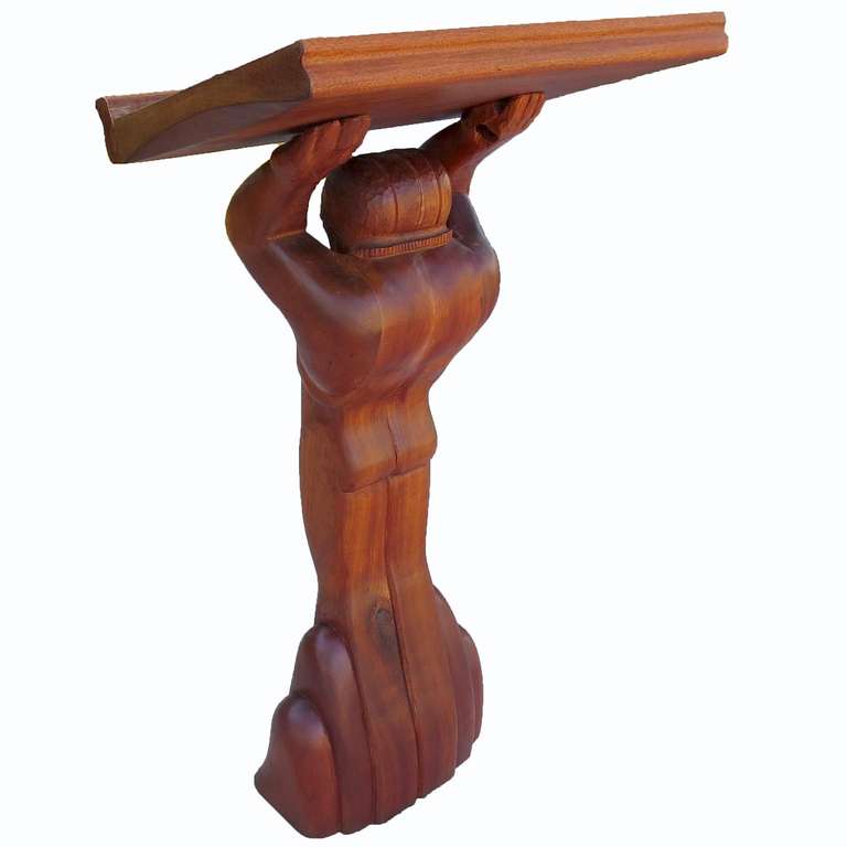 Late 20th Century Stylized Carved Wooden Art Deco Podium