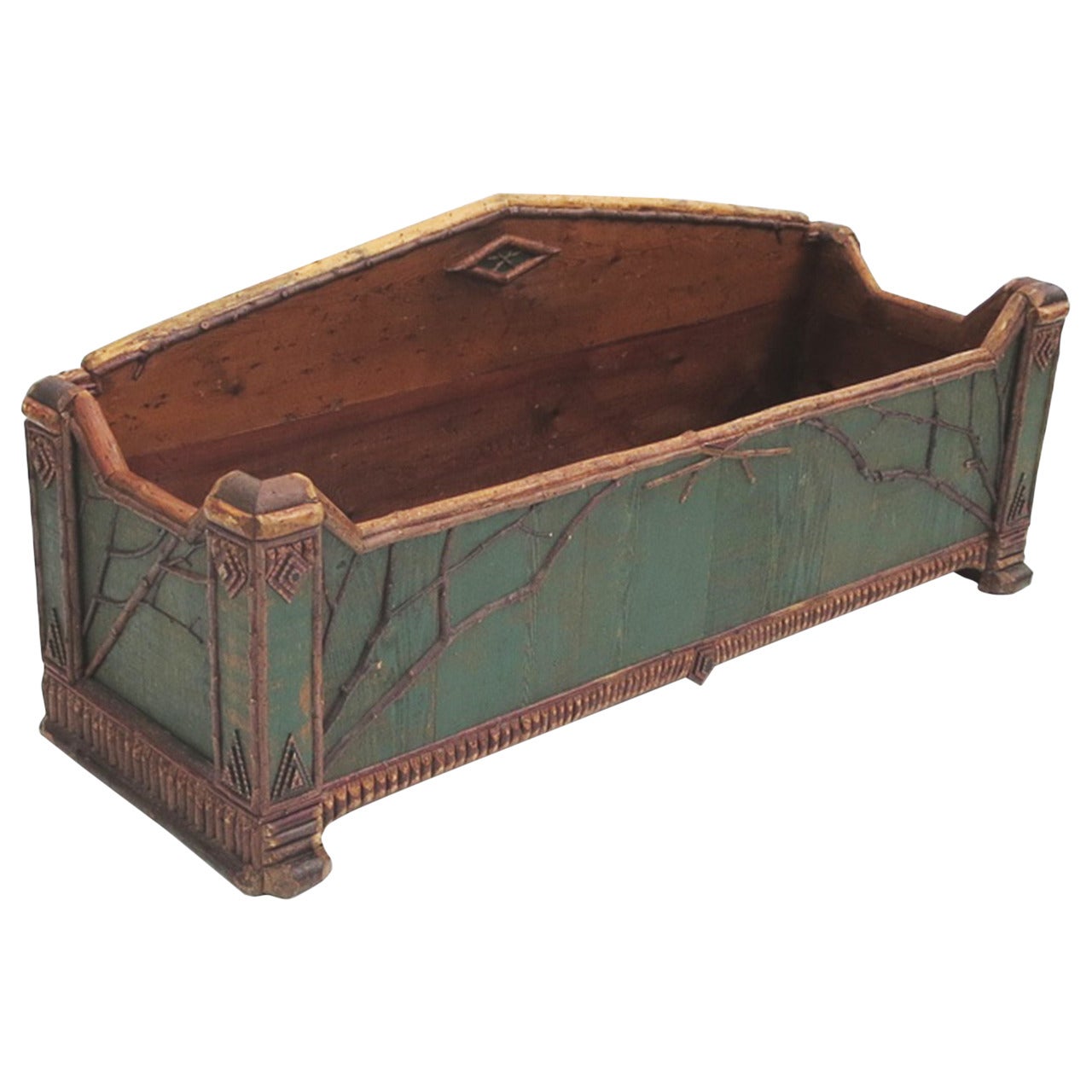 Adirondack Painted Wood Log Container in the Style of Molesworth For Sale