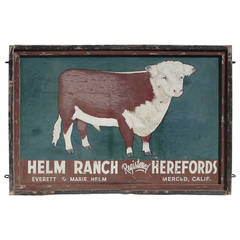 Fantastic Large Painted Tin Folk Art Ranch Sign