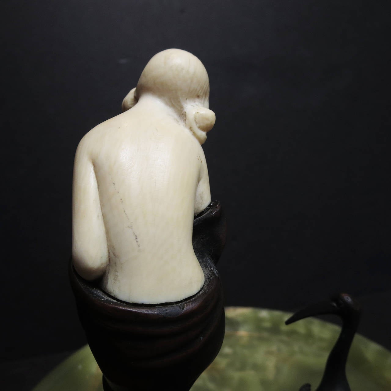 Art Deco Ivory and Bronze Figural Tray by J. Ulrich, Austria In Good Condition For Sale In North Hollywood, CA