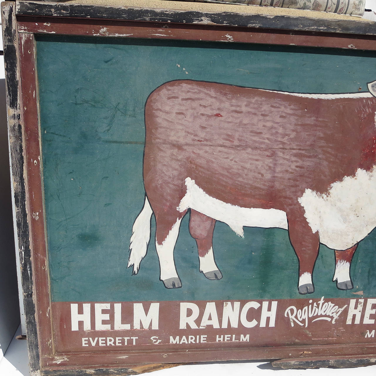 American Fantastic Large Painted Tin Folk Art Ranch Sign