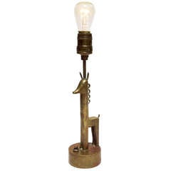 Art Deco Bronze Giraffe Lamp by Karl Hagenauer