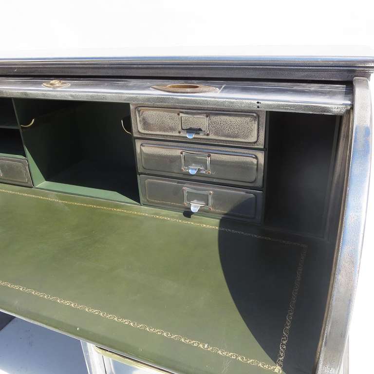 Polished Steel Roll Top Desk In Good Condition In North Hollywood, CA
