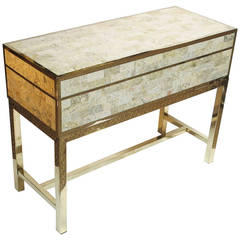 Tessellated Stone and Brass Box Side Table by Maitland-Smith