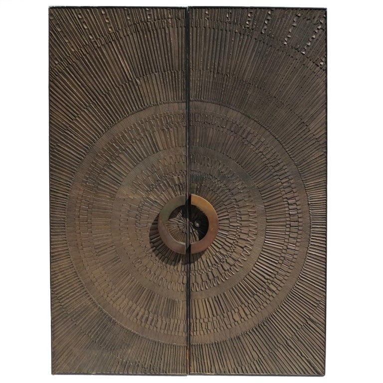 Mid Century Bronzed Sunburst Doors by Forms + Surfaces at 1stDibs