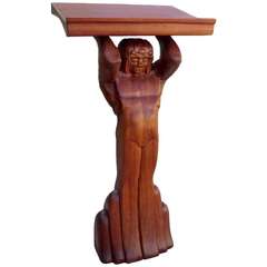 Stylized Carved Wooden Art Deco Podium