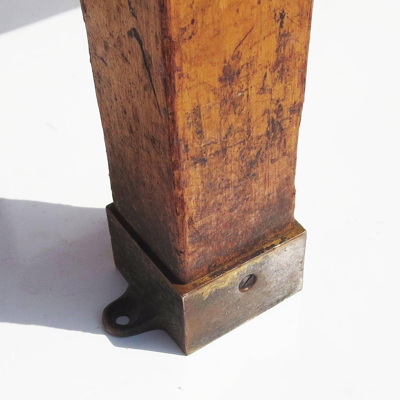 Brass Early 20th Century Institutional Work Table with Pull-Out Seats