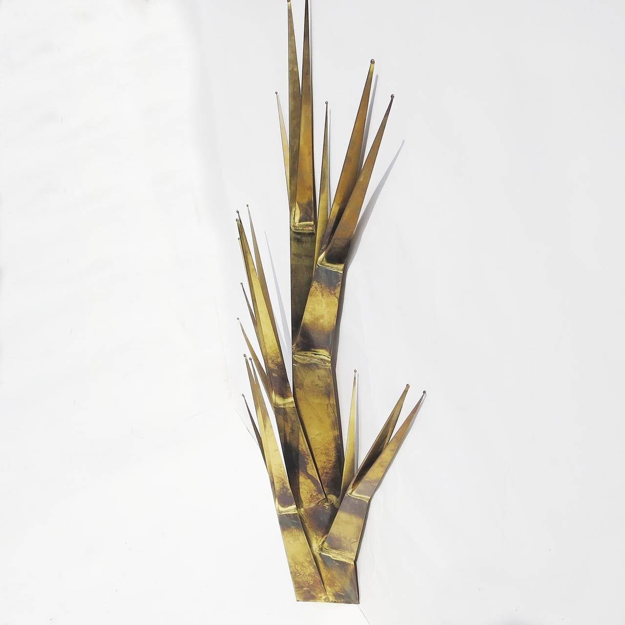 Brutalist Brass Wall Sculpture Signed Curtis Jere, 1981 In Good Condition In North Hollywood, CA