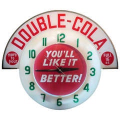 Used Double Cola Neon Advertising Wall Clock