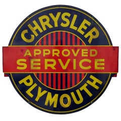 Used Chrysler Plymouth Double Sided Porcelain Enameled Sign
