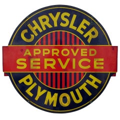 Vintage Chrysler Plymouth Double Sided Porcelain Enameled Sign