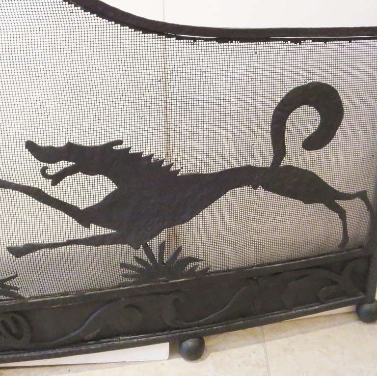 Hammered Fire Screen by William Hunt Diederich In Good Condition In North Hollywood, CA
