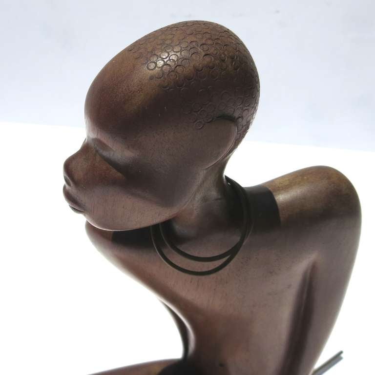 Austrian Stylized Art Deco African Native Sculpture by Hagenauer