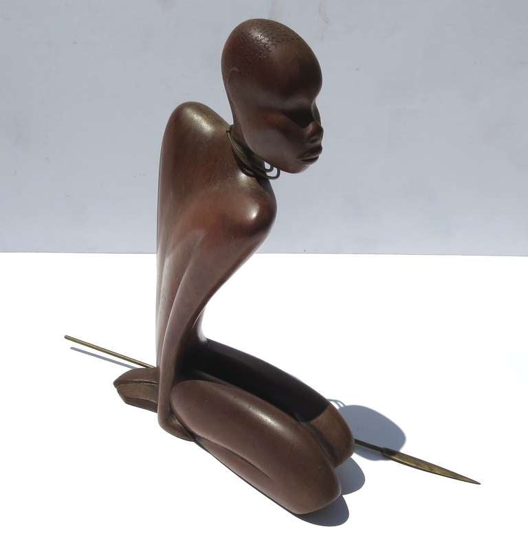 Stylized Art Deco African Native Sculpture by Hagenauer In Excellent Condition In North Hollywood, CA
