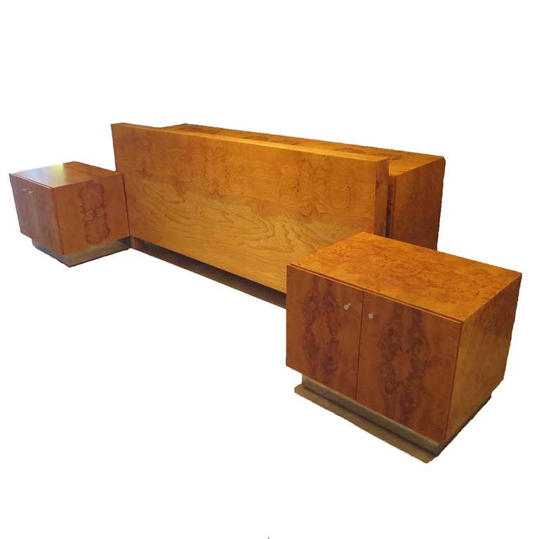 Mid-Century Modern Complete Burled Wood Bedroom Set by Milo Baughman