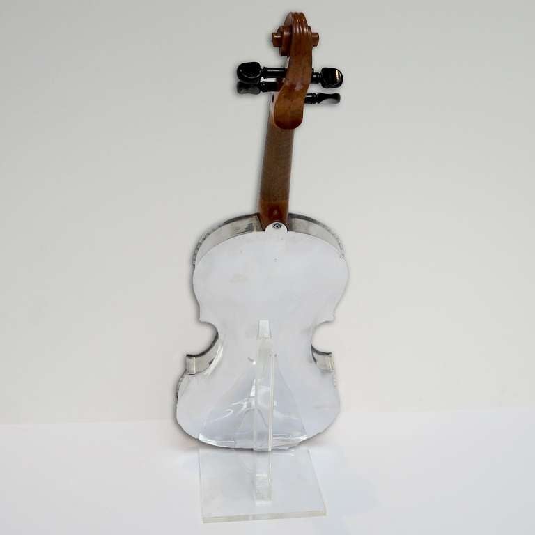 1930's Polished Aluminum Art Deco Violin In Excellent Condition In North Hollywood, CA