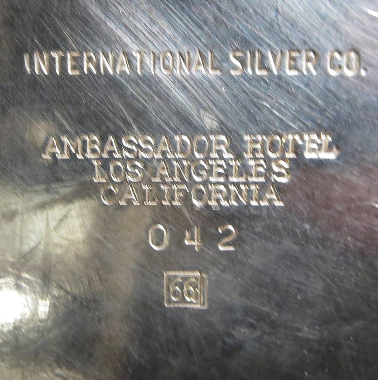 American Los Angeles Famed Ambassador Hotel Champagne Bucket