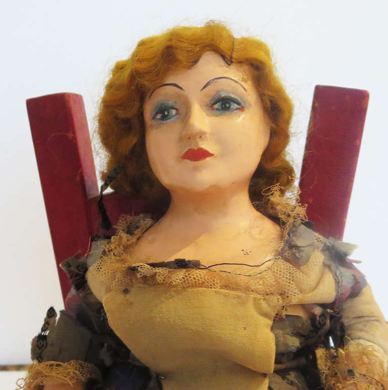 Glass Folk Art Betsy Ross Doll Dated 1934