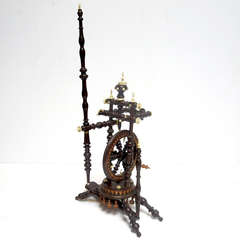 Vintage Folk Art Bugatti Style Spinning Wheel Model