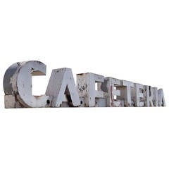 Vintage Charming Aged "Cafeteria" Painted Steel Neon Sign