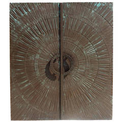 Vintage Mid Century "Sunburst" Double Sided Bonded Bronze Entry Doors