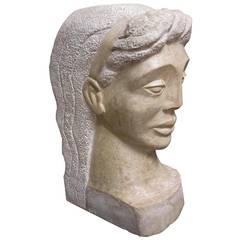 Art Deco Marble Bust Signed "MT"