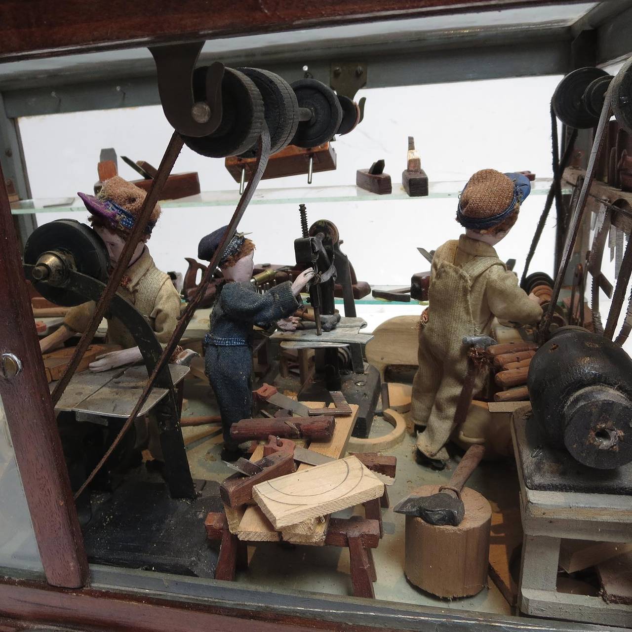 Mid-20th Century Folsom Prison Inmate Folk Art Wood Shop Diorama