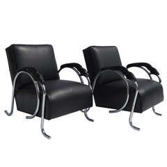 Unique Art Deco Club Chairs With Dragon Arms