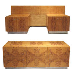 Complete Burled Wood Bedroom Set by Milo Baughman