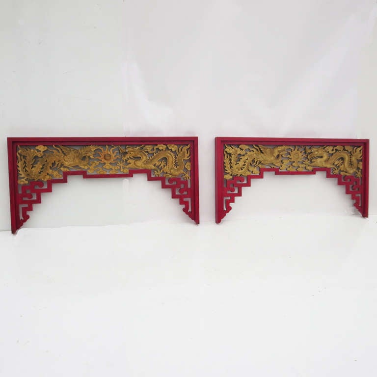 Chinese Chippendale Carved Chinese Archways, Matched Pair