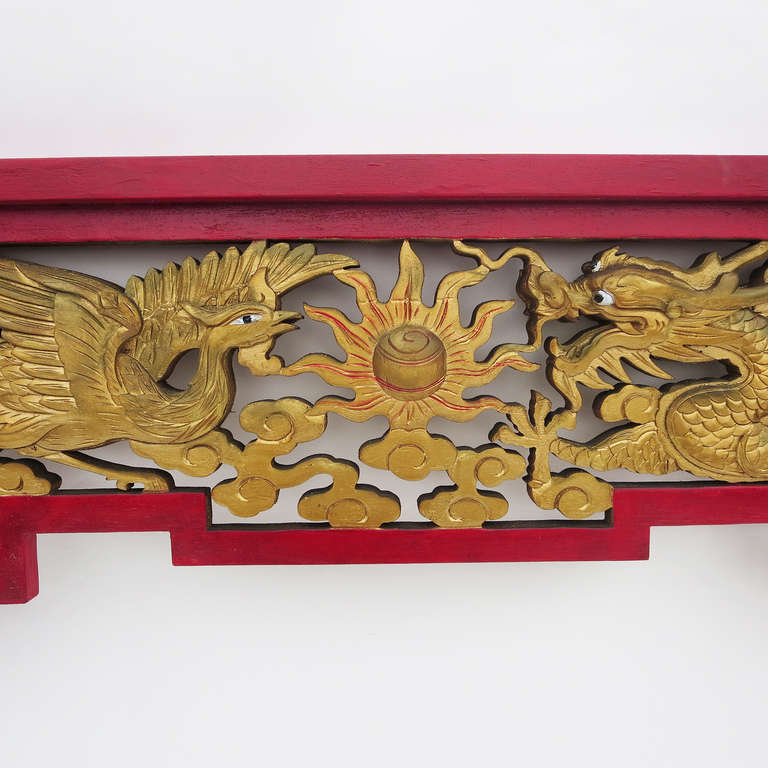 Wood Carved Chinese Archways, Matched Pair