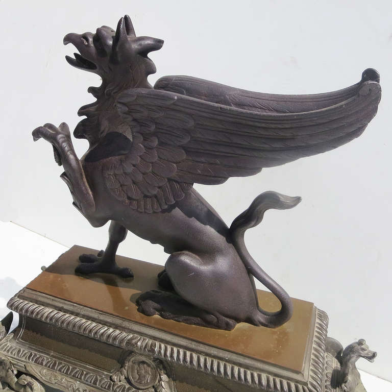 Late 19th Century French Griffin Mantle Sculpture In Good Condition In North Hollywood, CA