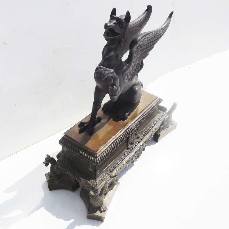 Late 19th Century French Griffin Mantle Sculpture 2