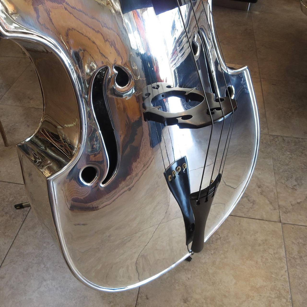 American 1932 Polished Aluminum Bass Violin by John Burdick