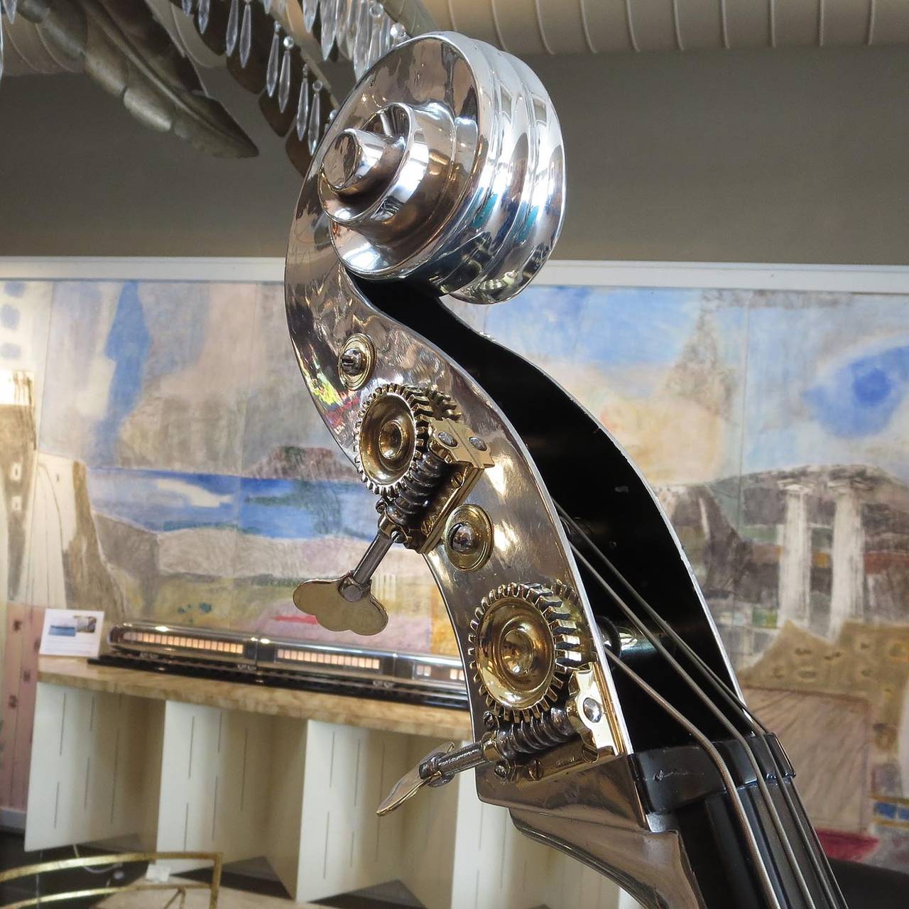 1932 Polished Aluminum Bass Violin by John Burdick In Excellent Condition In North Hollywood, CA