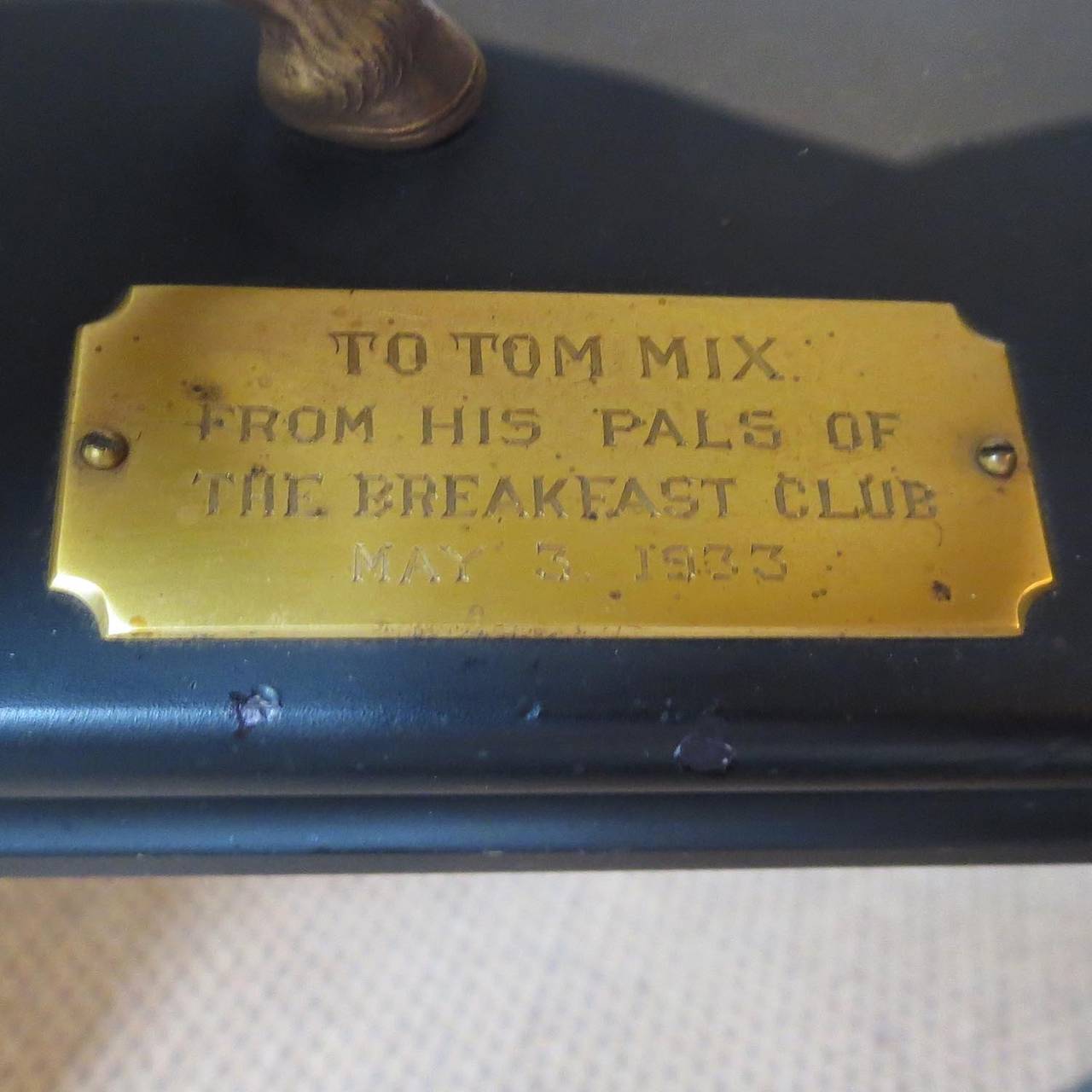 Plated Tom Mix Hollywood Breakfast Club 1933 Gilded Horse Statue