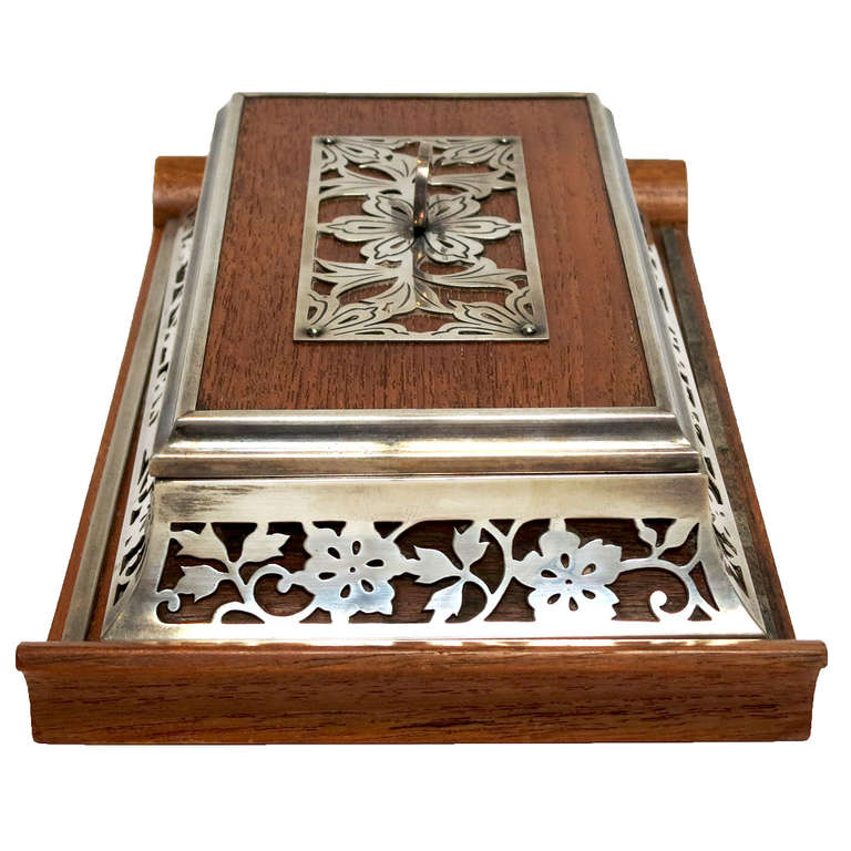 Art Deco Mitsukoshi Sterling Silver and Wood Trinket Box