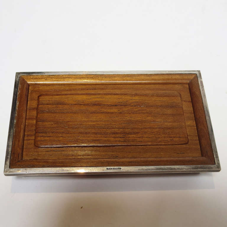 Mid-20th Century Mitsukoshi Sterling Silver and Wood Trinket Box