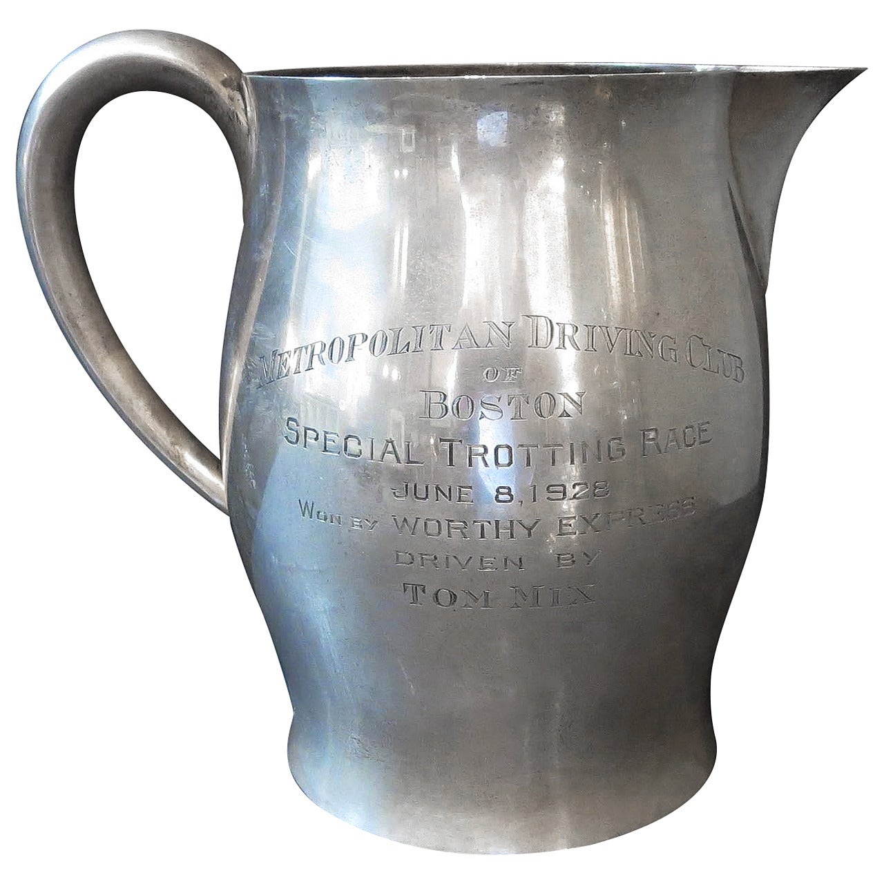 Tom Mix Sterling Pitcher from Metropolitan Driving Club, Boston 1928