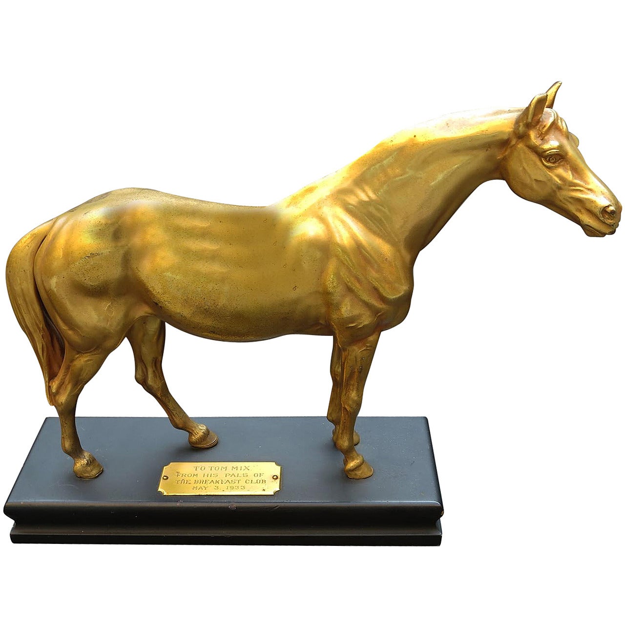 Tom Mix Hollywood Breakfast Club 1933 Gilded Horse Statue